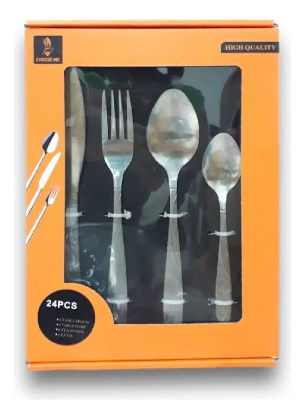 Set Cubiertos 24 Piezas Acero Inoxidable JY-24